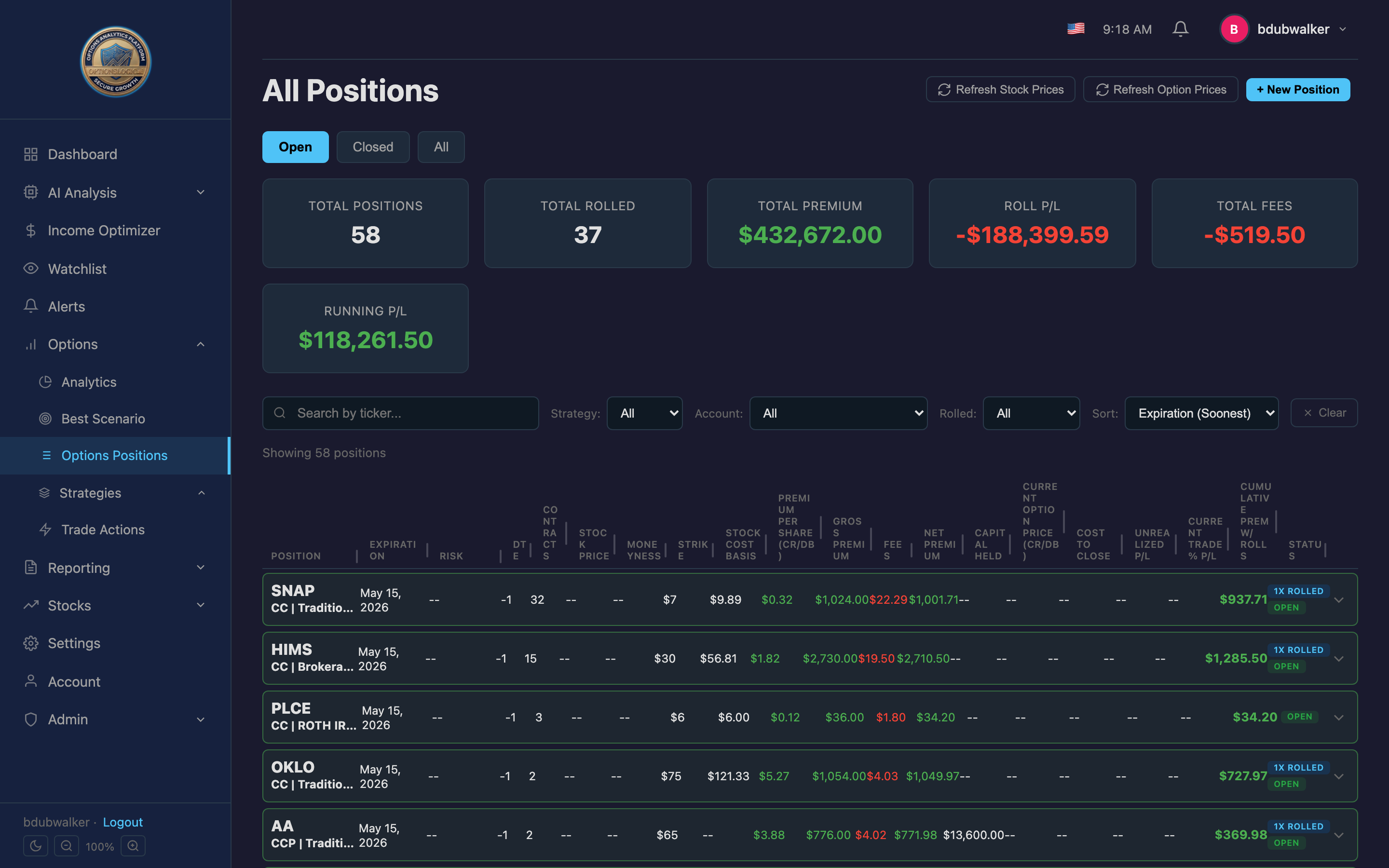 Options Positions